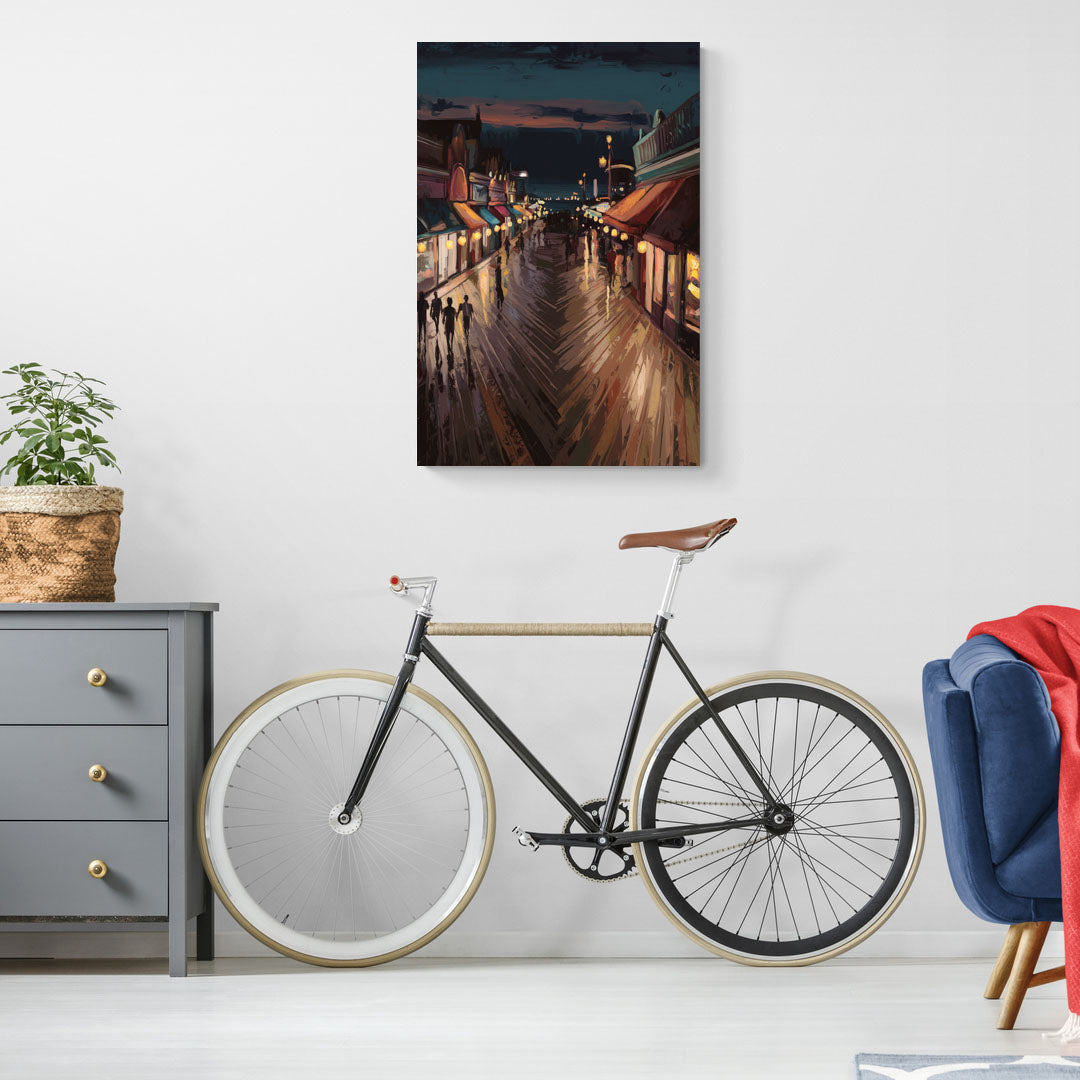 Jersey City Boardwalk Scene - Canvas Wall Art Living Room