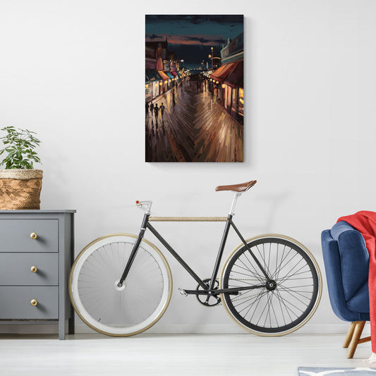 Jersey City Boardwalk Scene - Canvas Wall Art Living Room
