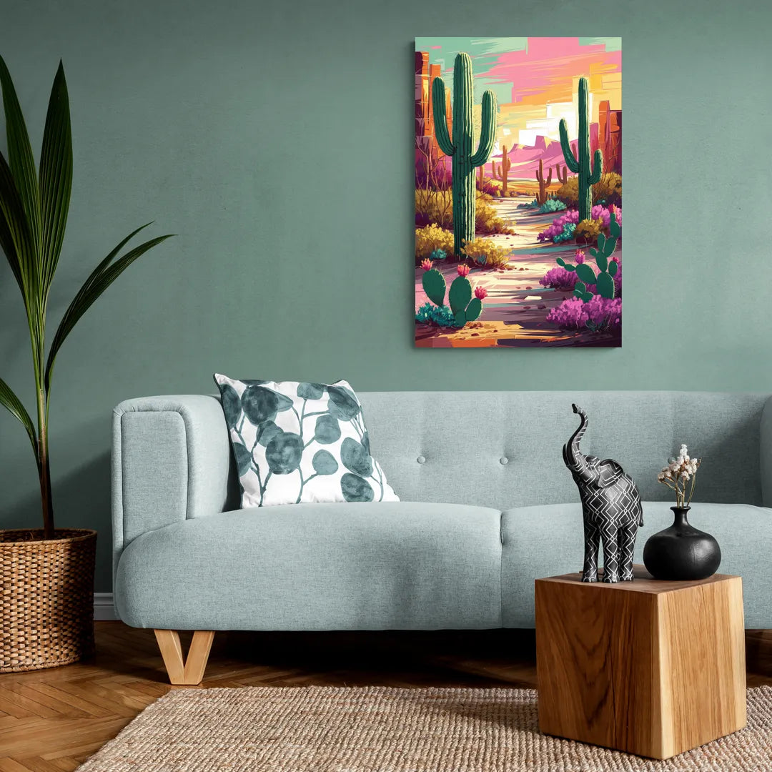 Tombstone Cactus Landscape - Canvas Wall Art Living Room