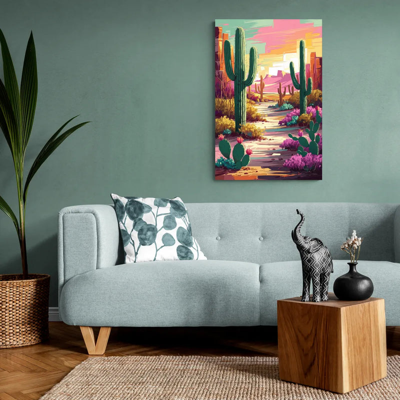 Tombstone Cactus Landscape - Canvas Wall Art Living Room