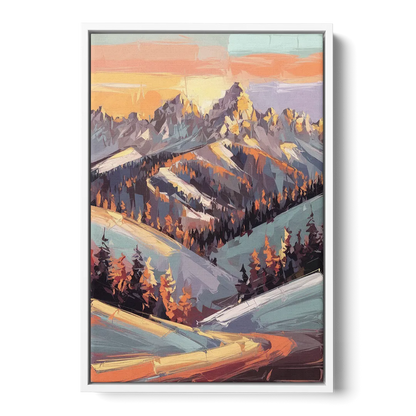 Park City Sunrise Panorama - White Frame Canvas