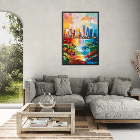 San Jose Nature and Cityscape - Living Room Black Frame Canvas