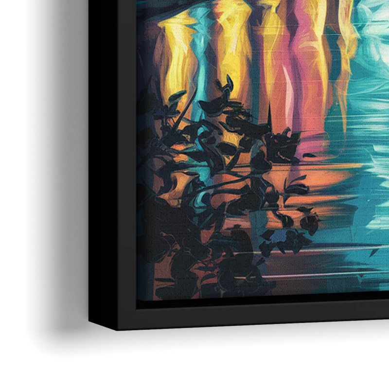 Austin Night Lights - Close-Up Black Frame Canvas