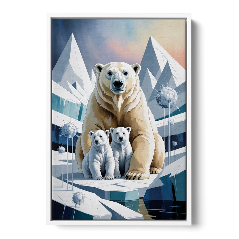 Polar Bear Majesty - White Frame Canvas