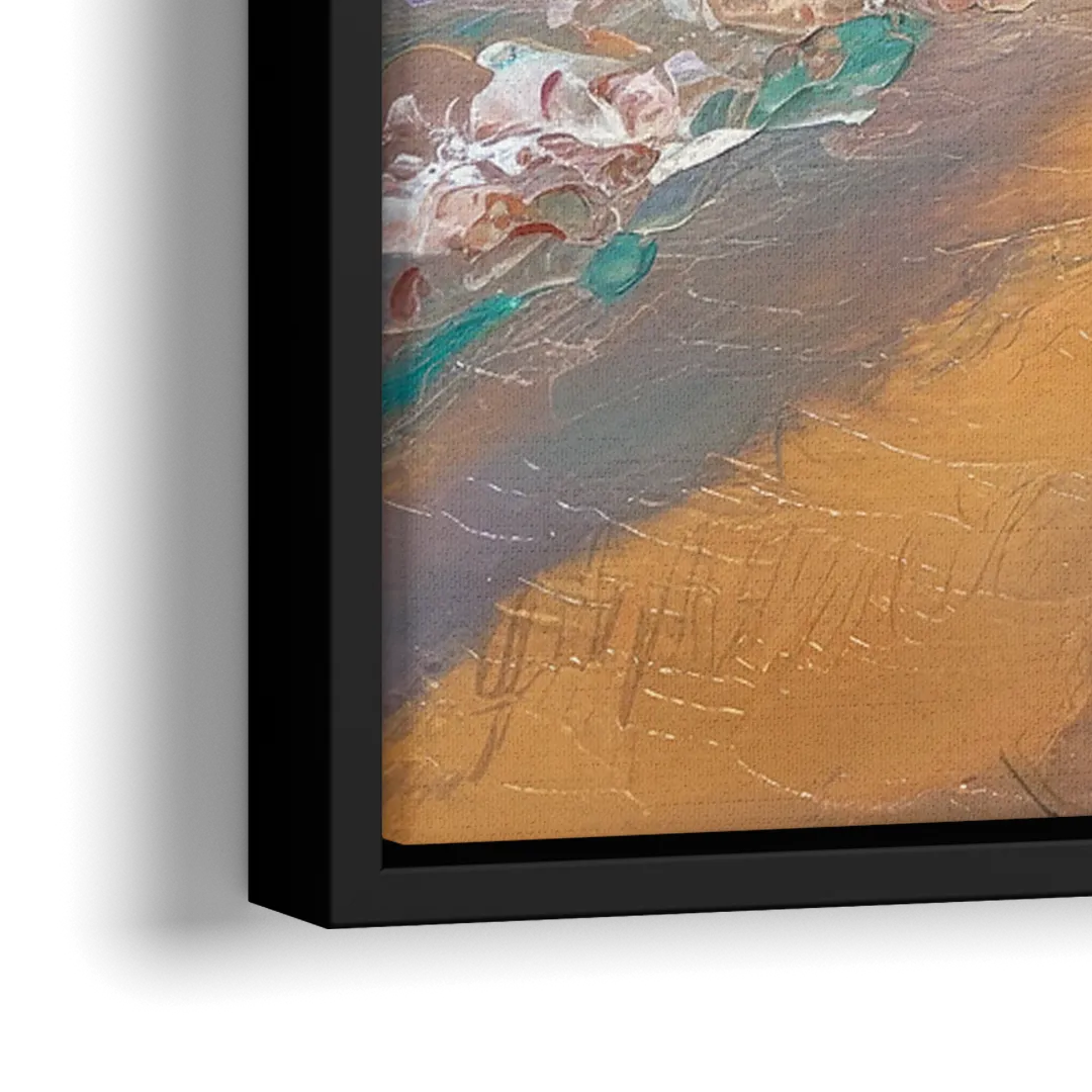Galveston Beach Sunrise - Close-Up Black Frame Canvas