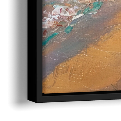 Galveston Beach Sunrise - Close-Up Black Frame Canvas