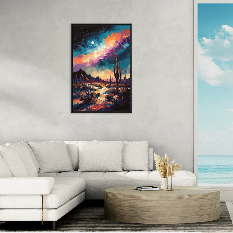 Tucson Night Sky - Living Room Black Frame Canvas
