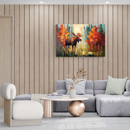 Anchorage Moose In The Wild - Canvas Wall Art Living Room