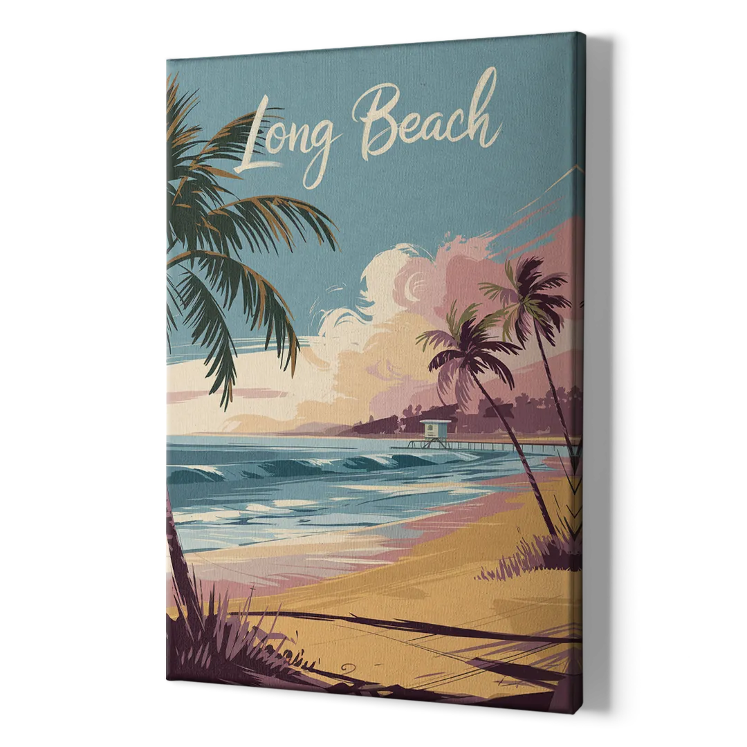 Long Beach California Coastal Scene - Canvas Print Art Sides