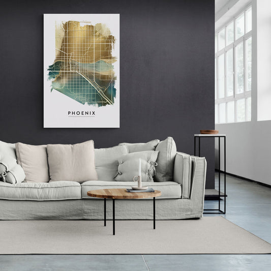 Phoenix Arizona Map Design - Canvas Wall Art Living Room