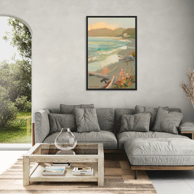 Bar Harbor Coastal Serenity - Living Room Black Frame Canvas