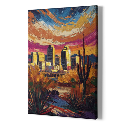 Phoenix Downtown Cityscape - Canvas Print Art Sides