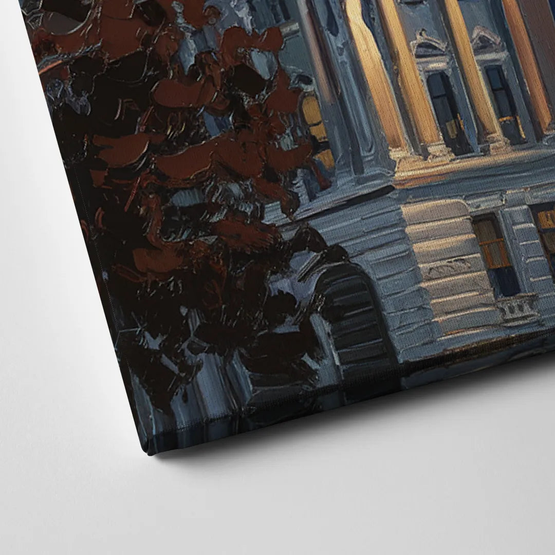 Savannah Capitol with American Flag Canvas Close Up