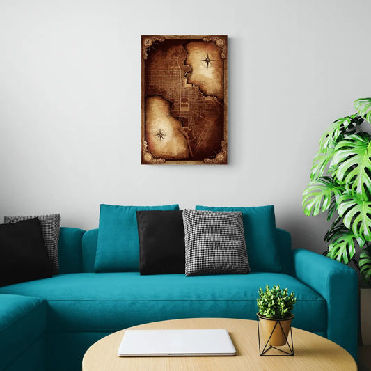 Washington DC Map Vintage - Canvas Wall Art Living Room