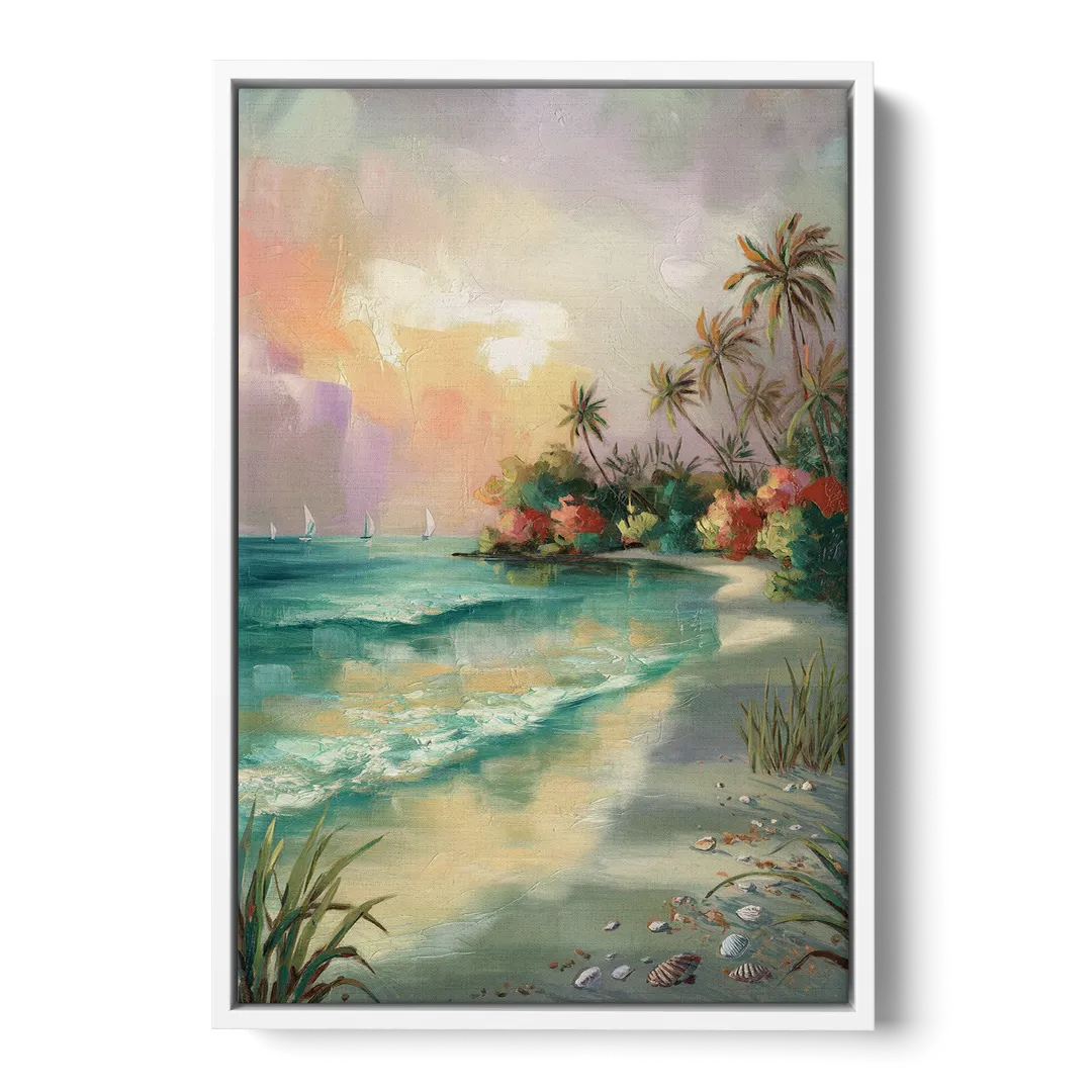 Hilton Head Island Tropical Paradise - White Frame Canvas
