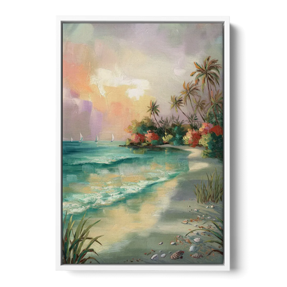 Hilton Head Island Tropical Paradise - White Frame Canvas