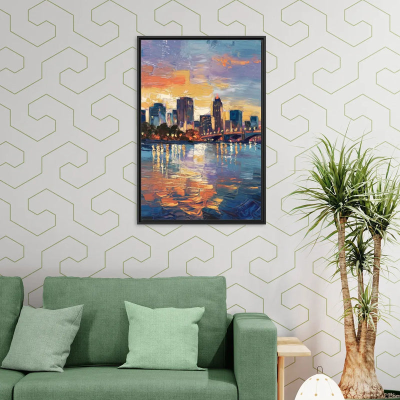 Baton Rouge Riverfront Beauty - Living Room Black Frame Canvas