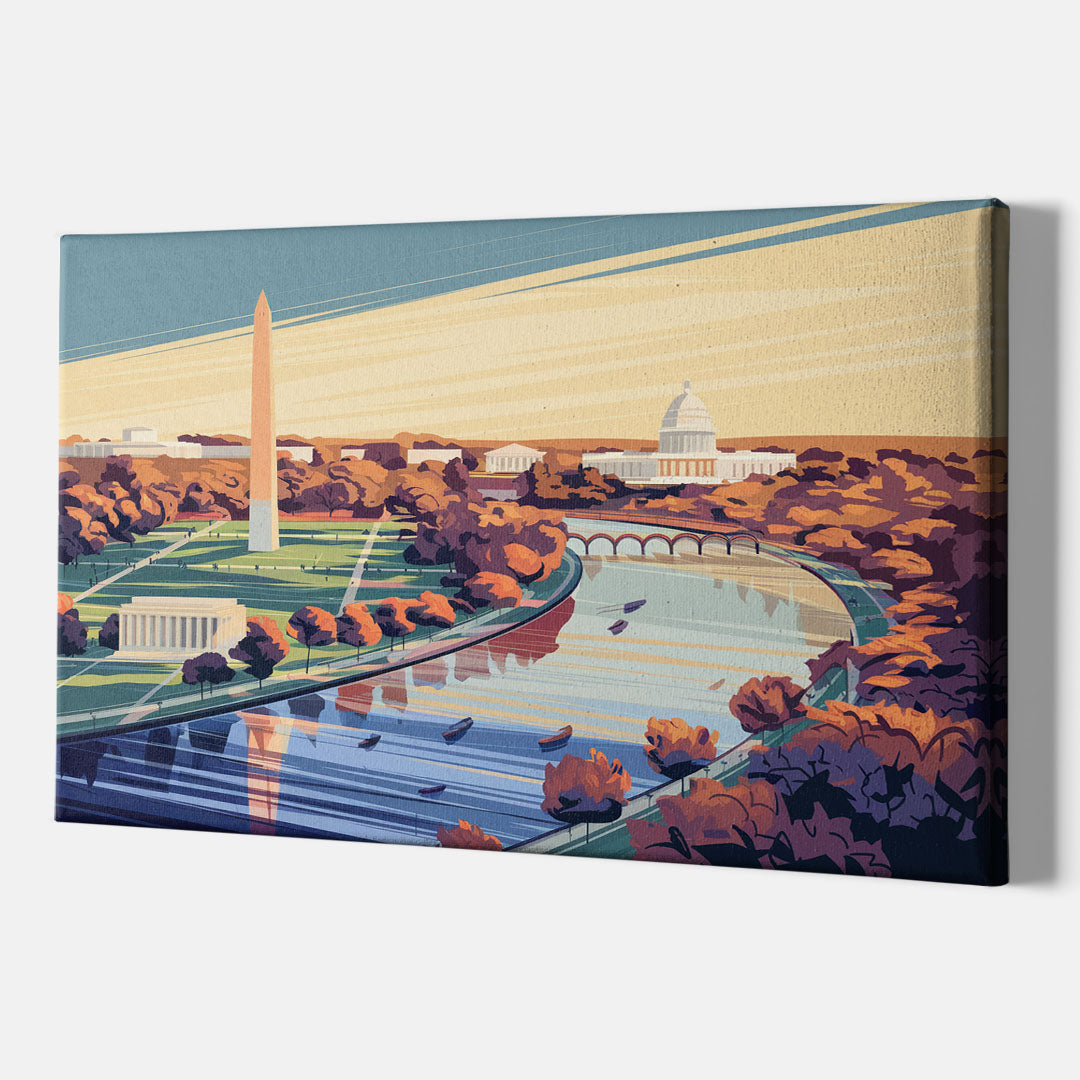 Washington Dc Aerial View - Canvas Wall Art Indoor