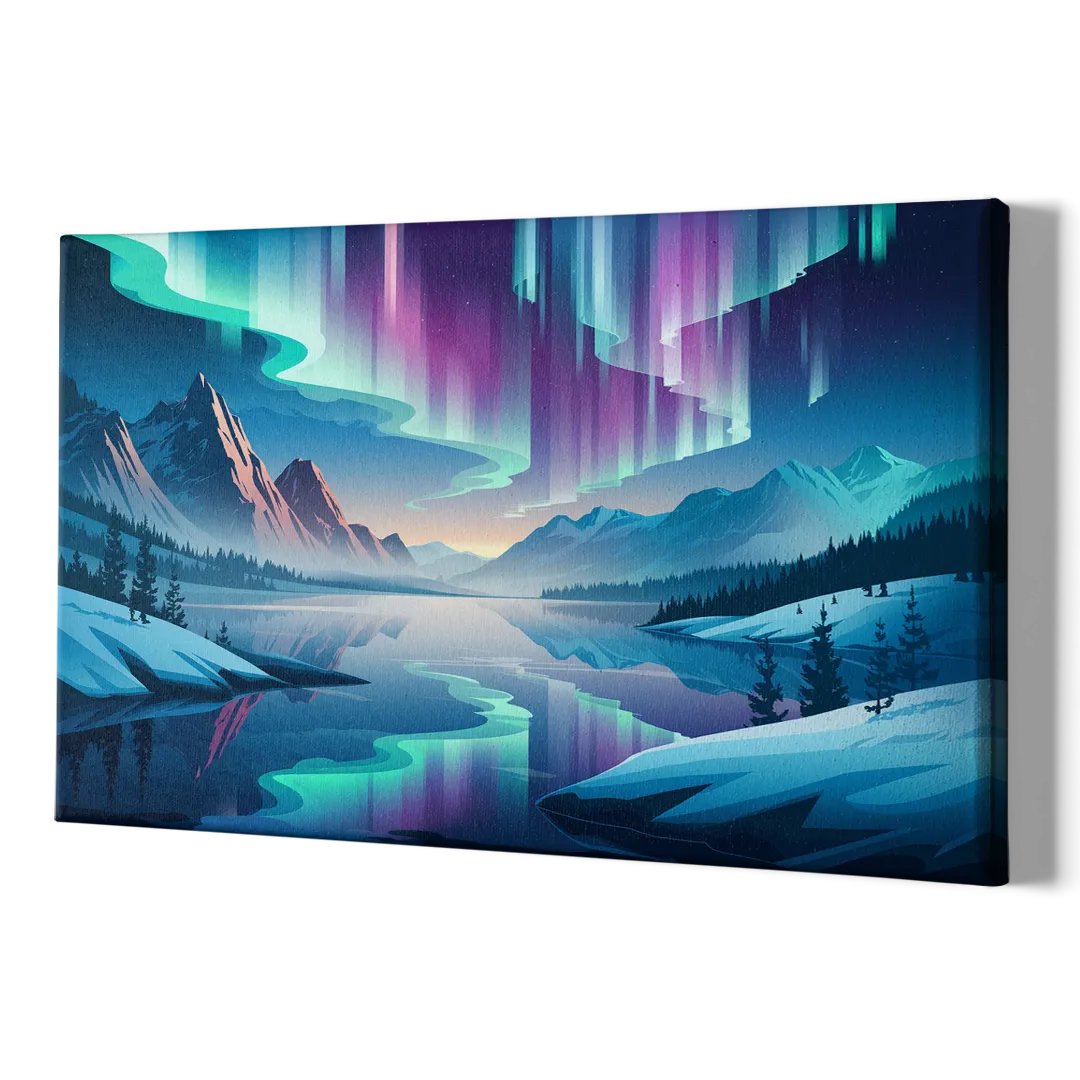 Anchorage Northern Lights Scene - Canvas Print Art Sides
