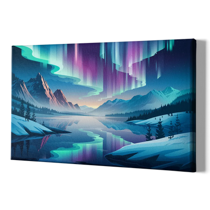 Anchorage Northern Lights Scene - Canvas Print Art Sides