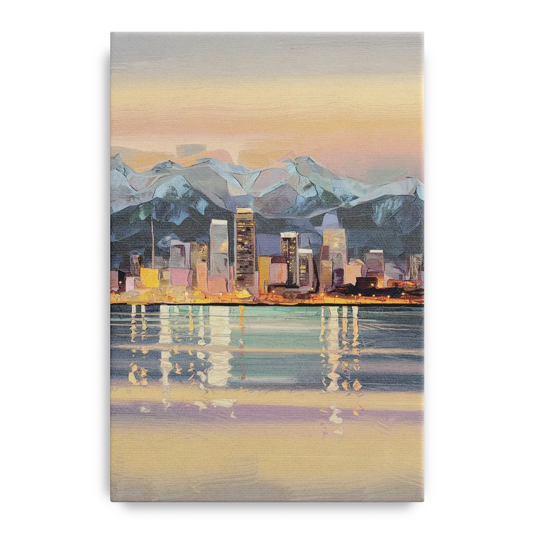 Anchorage Cityscape Reflection - Canvas Wall Art
