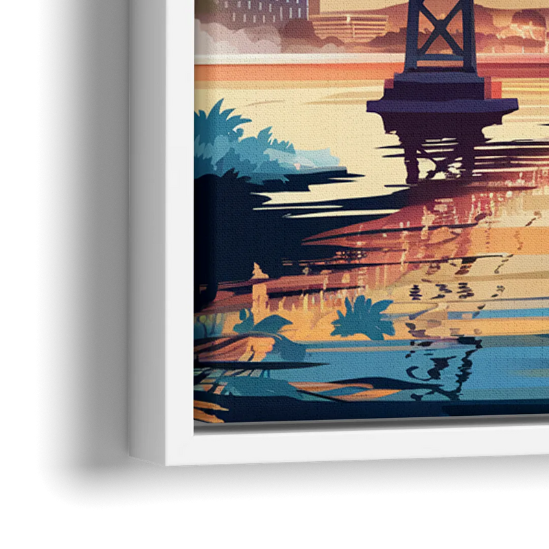 Oakland Waterfront Charm - Close-Up White Frame Canvas