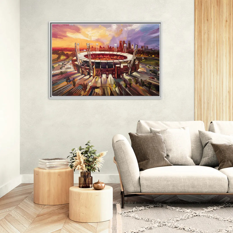 Kansas City Chiefs Stadium - Living Room White Frame Canvas