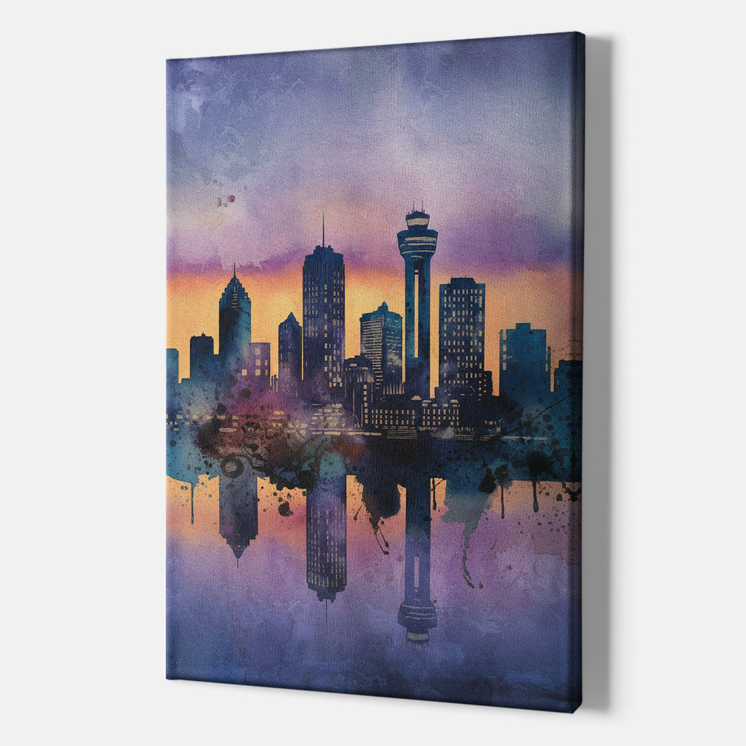 Buffalo Skyline Twilight - Canvas Wall Art Indoor