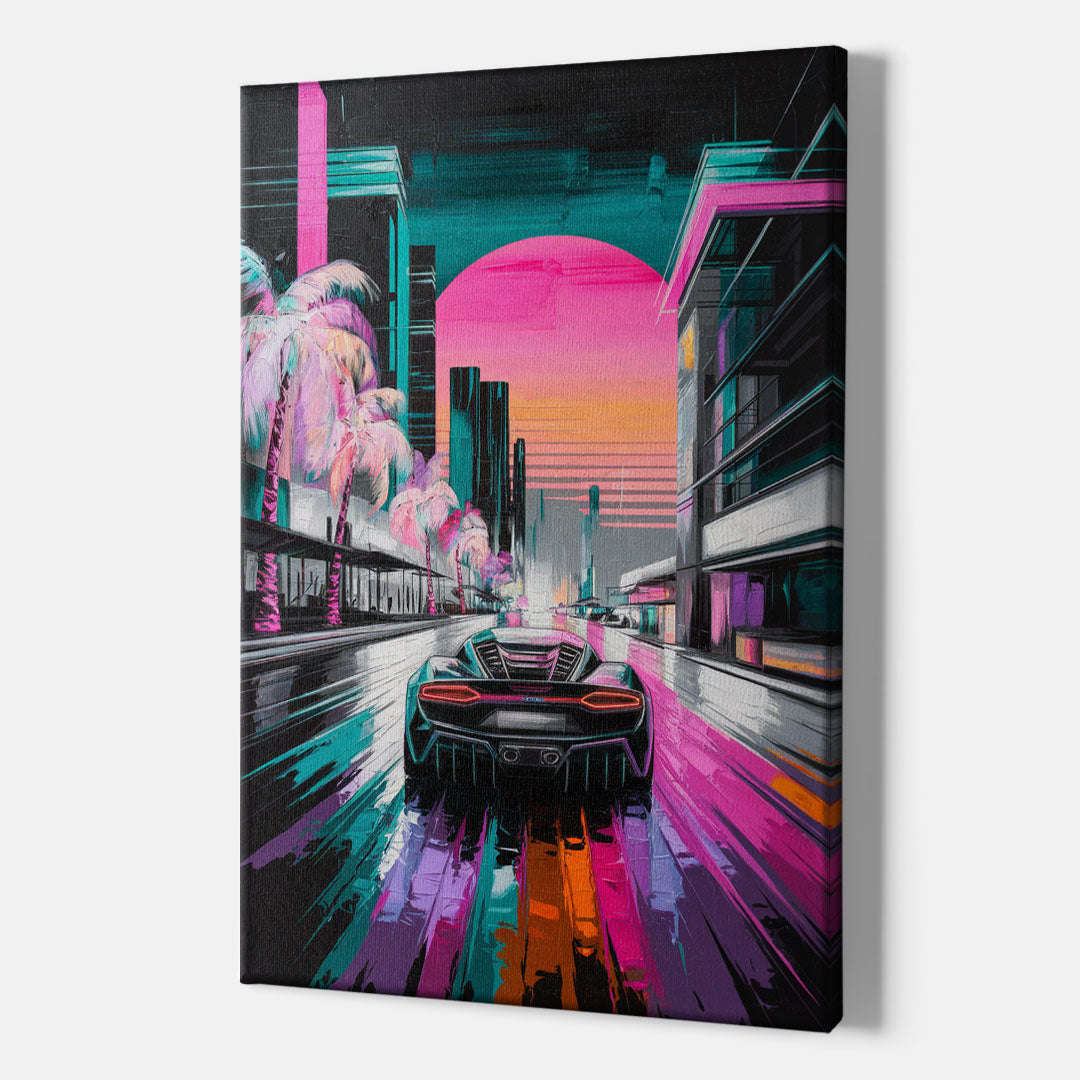 Miami Vice Neon Nights - Canvas Wall Art Indoor