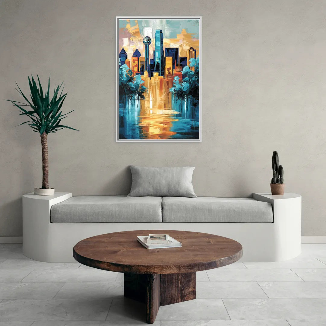 Dallas Historic Landmarks - Living Room White Frame Canvas