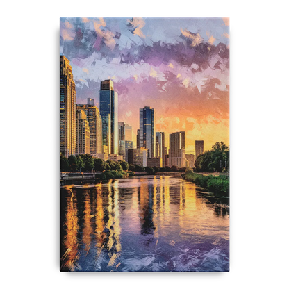 Riverside Modern Cityscape - Canvas Wall Art