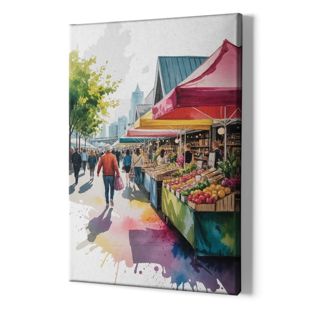 Granville Island Market - Canvas Print Art Sides