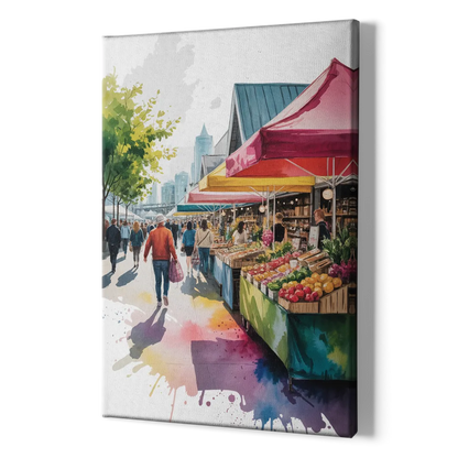 Granville Island Market - Canvas Print Art Sides