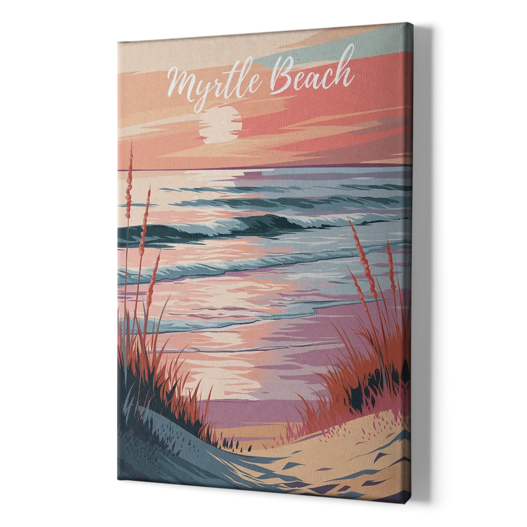 Myrtle Beach Sunset Reflections - Canvas Print Art Sides