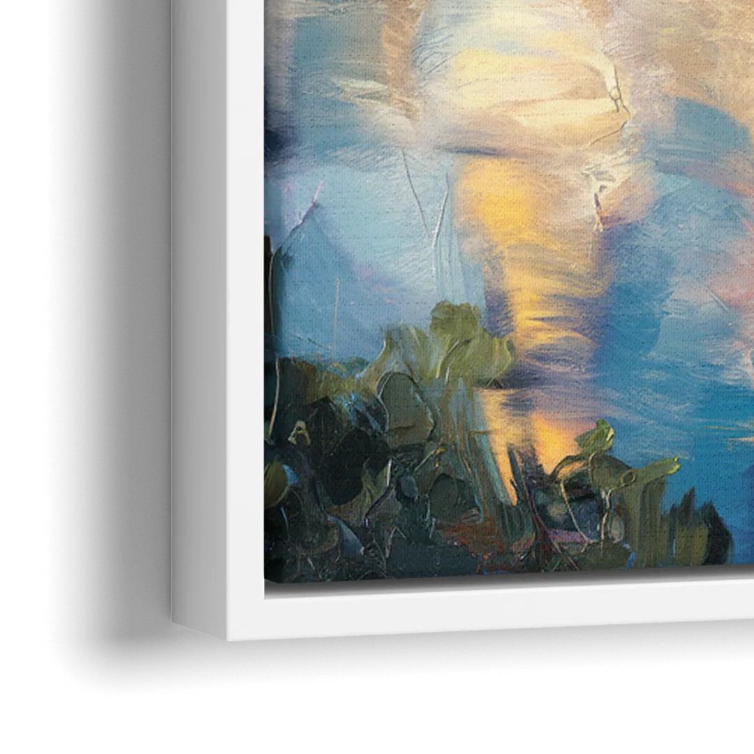 Boston Charles River Reflections - Close-Up White Frame Canvas