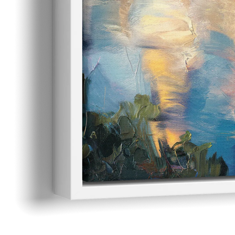 Boston Charles River Reflections - Close-Up White Frame Canvas