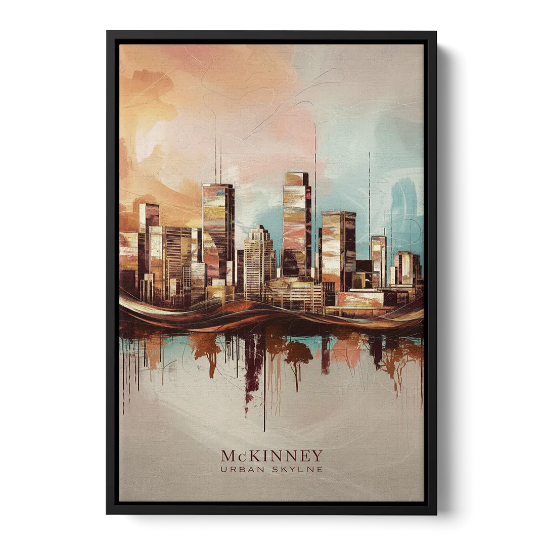McKinney Urban Skyline - Black Frame Canvas