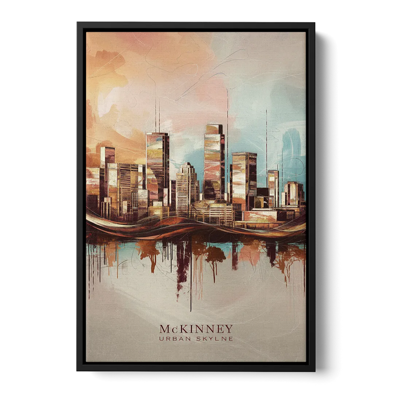 McKinney Urban Skyline - Black Frame Canvas