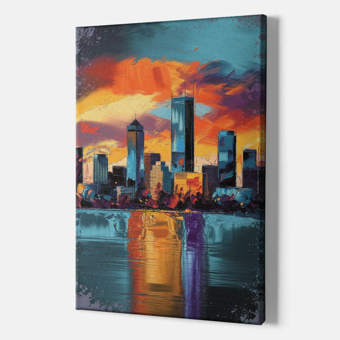 Oklahoma City Skyline Reflection - Canvas Wall Art Indoor