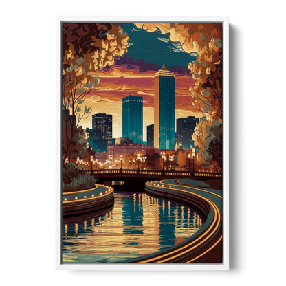 Oklahoma City Scenic Views - White Frame Canvas