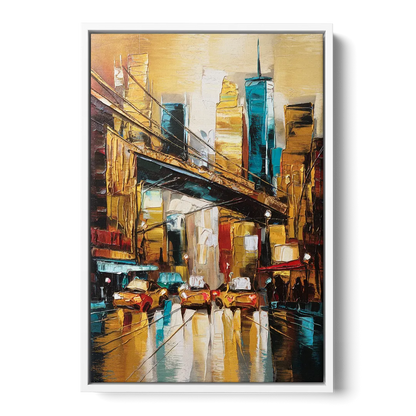 New York City Urban Landscape - White Frame Canvas