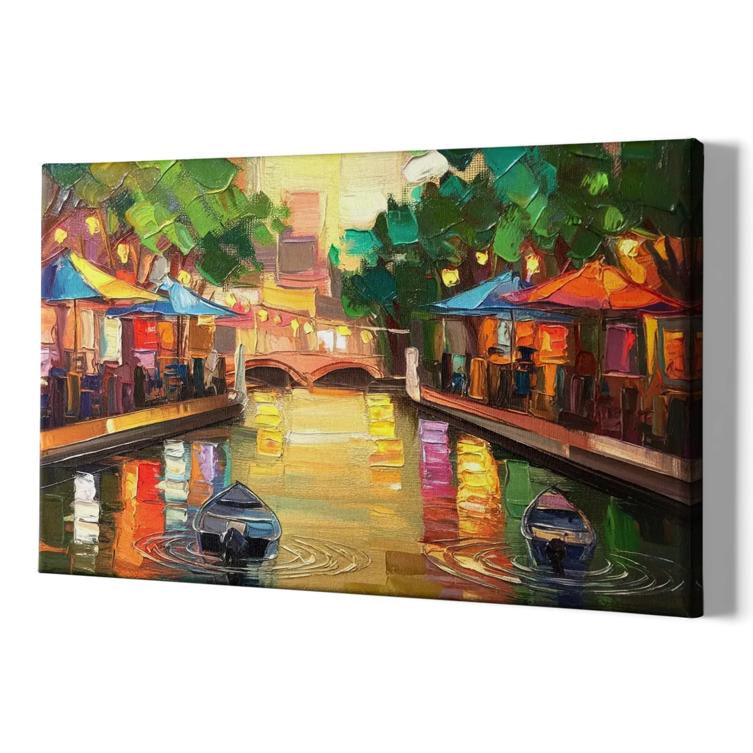 San Antonio Riverwalk Charm - Canvas Print Art Sides