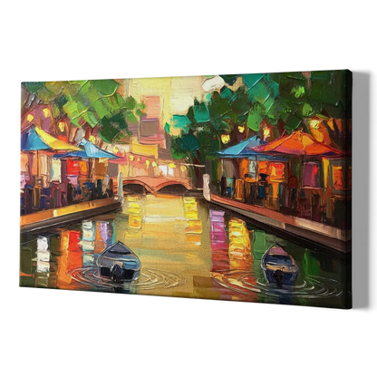 San Antonio Riverwalk Charm - Canvas Print Art Sides