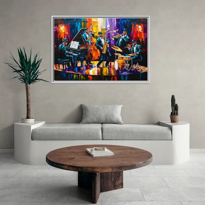 New Orleans Jazz Musicians - Living Room White Frame Canvas