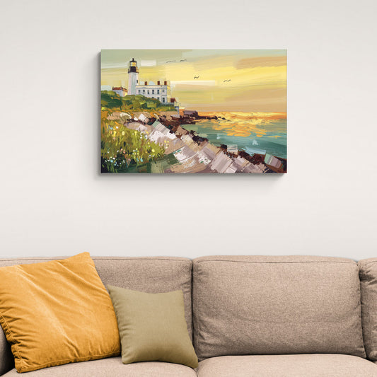 Galveston Lighthouse View - Canvas Wall Art Living Room