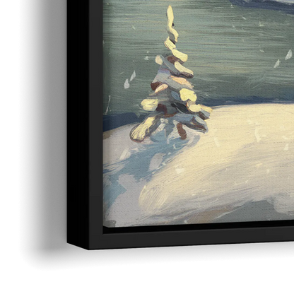 Lake Placid Winter Wonderland - Close-Up Black Frame Canvas