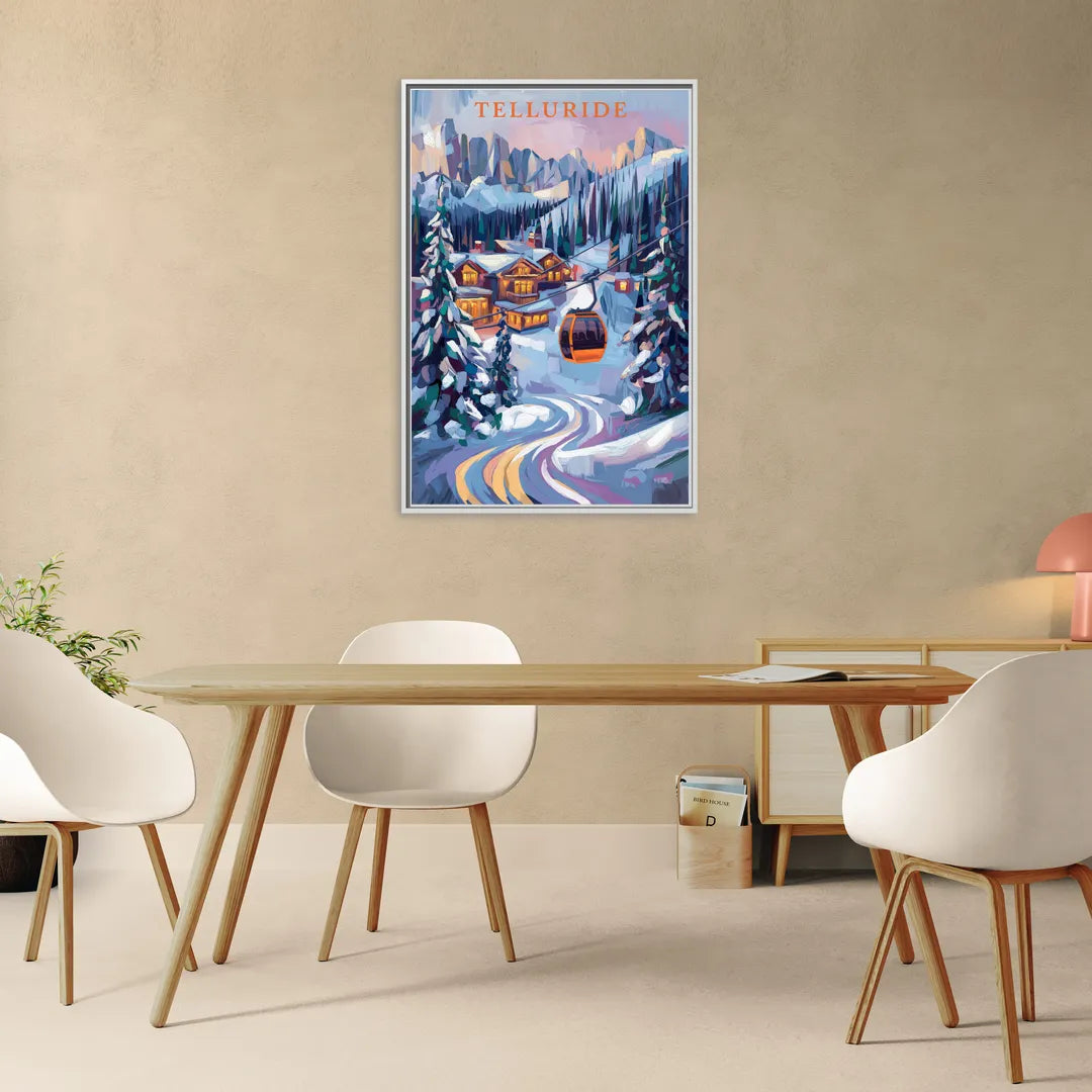 Telluride Winter Wonderland - Living Room White Frame Canvas