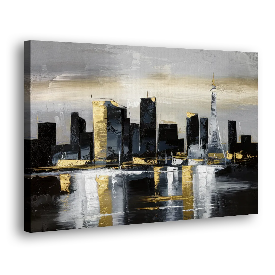 Las Vegas Black And White Skyline - Canvas Print Art Sides