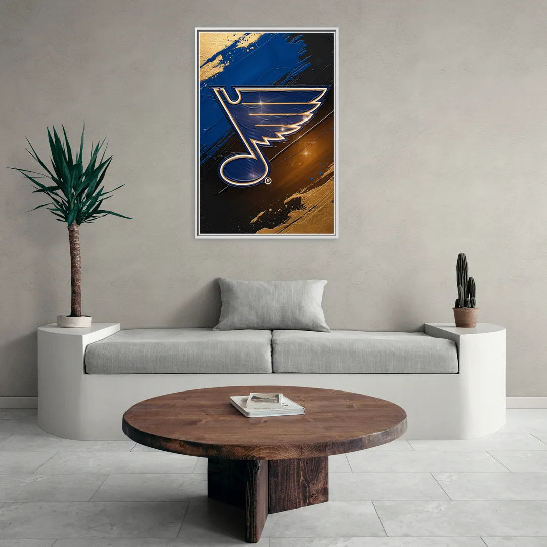 St. Louis Blues Hockey Theme - Living Room White Frame Canvas