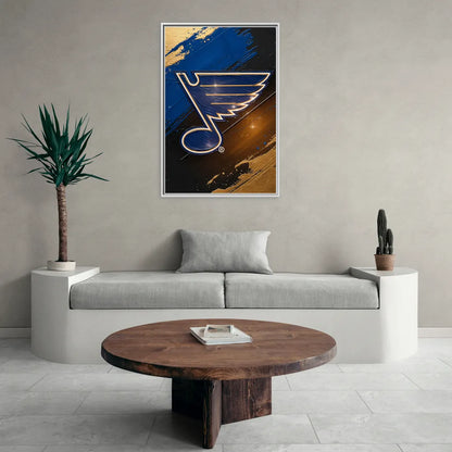St. Louis Blues Hockey Theme - Living Room White Frame Canvas